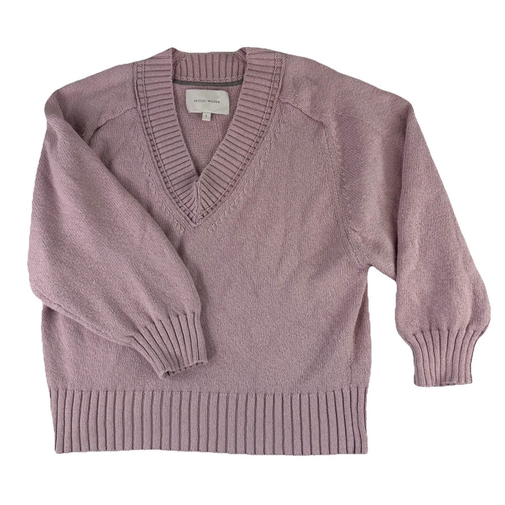 Brochu Walker Mylo Vee V-Neck Sweater Orchid Pink EMM3780